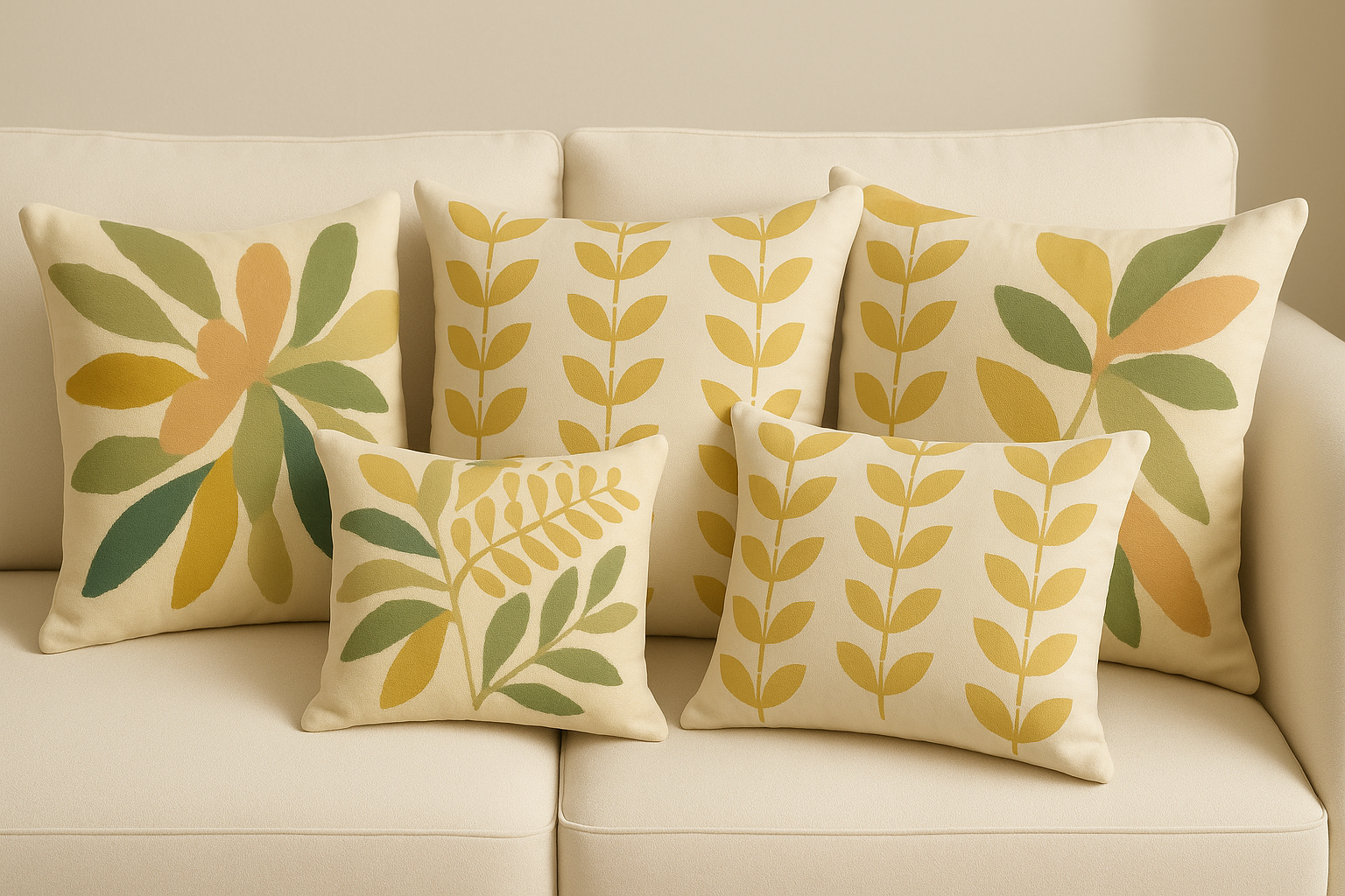 feng shui neutral BOTANICAL scatter cushion collection 1. 4x cushions